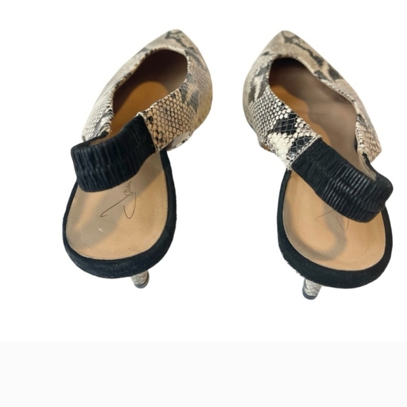 Natural Snake Embossed Slingback Kitten Heel Pointed Toe Suede Details Size 10 - Picture 5 of 13